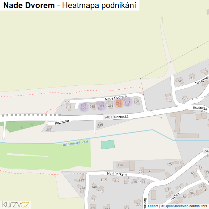 Mapa Nade Dvorem - Firmy v ulici.