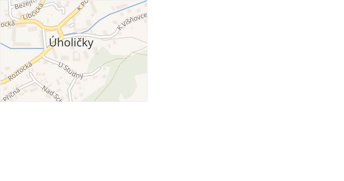 Náves v obci Úholičky - mapa ulice