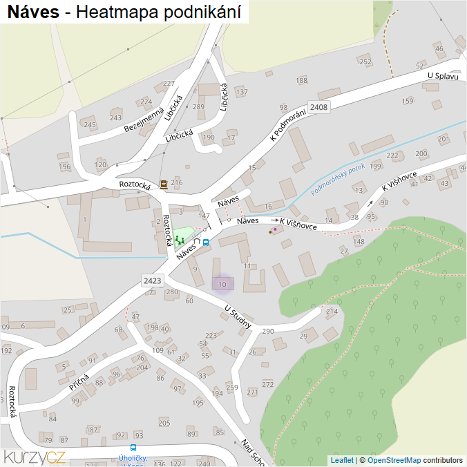 Mapa Náves - Firmy v ulici.