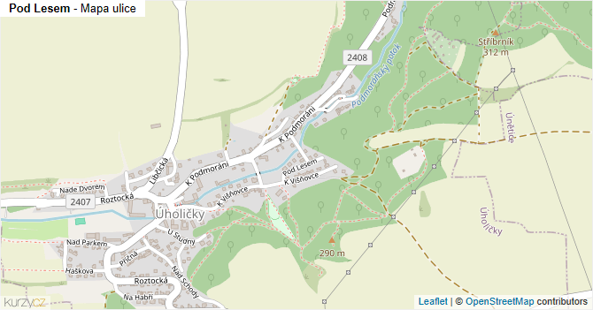 Pod Lesem - mapa ulice