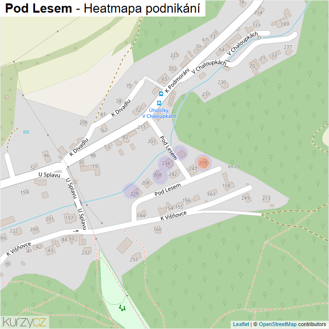 Mapa Pod Lesem - Firmy v ulici.