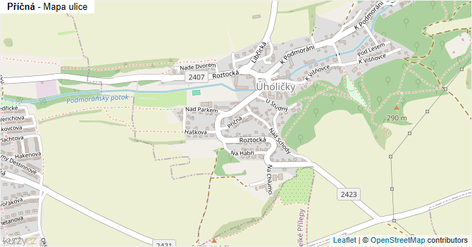 Příčná - mapa ulice
