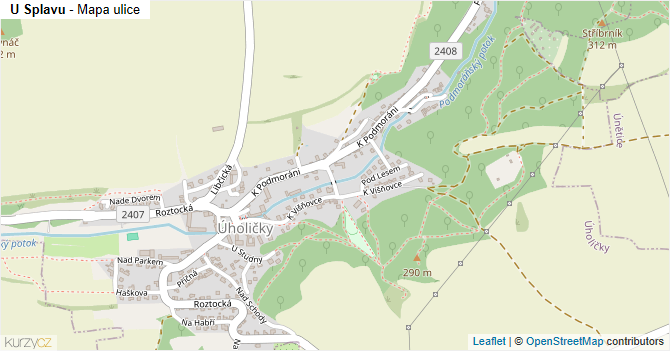 U Splavu - mapa ulice