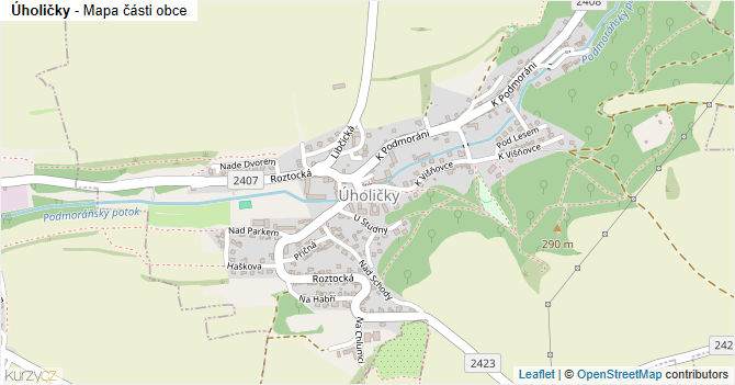 Úholičky - mapa části obce