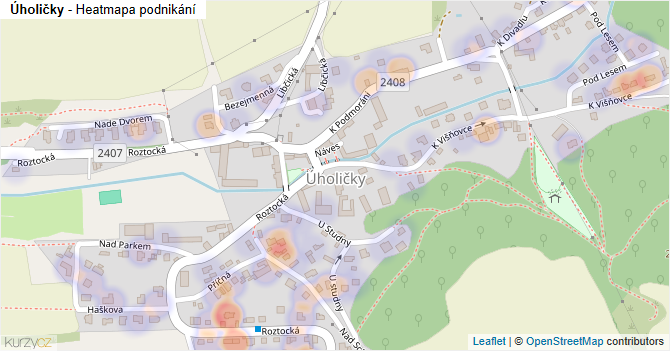 Úholičky - mapa podnikání