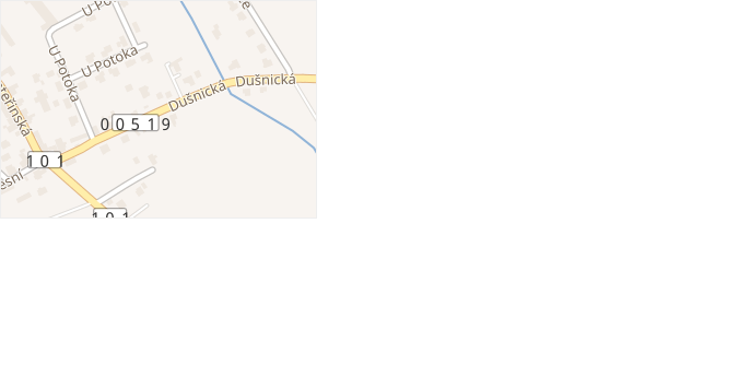 Dušnická v obci Úhonice - mapa ulice