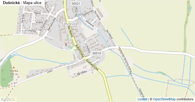 Dušnická - mapa ulice