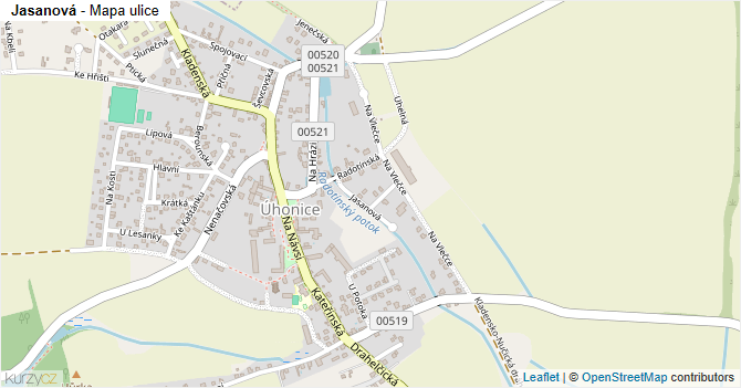 Jasanová - mapa ulice