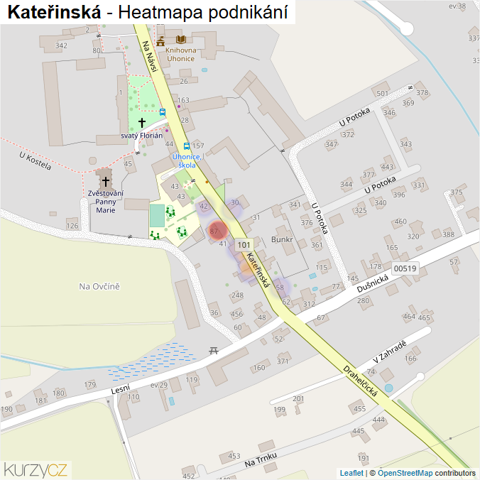 Mapa Kateřinská - Firmy v ulici.