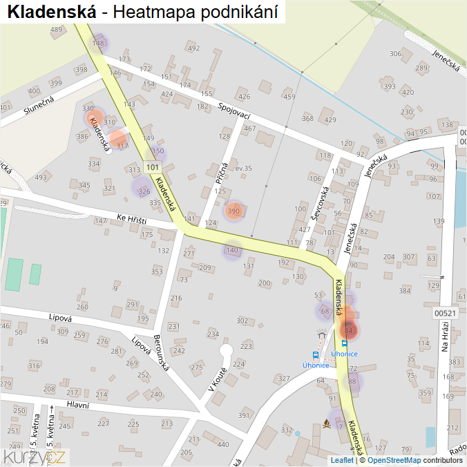 Mapa Kladenská - Firmy v ulici.