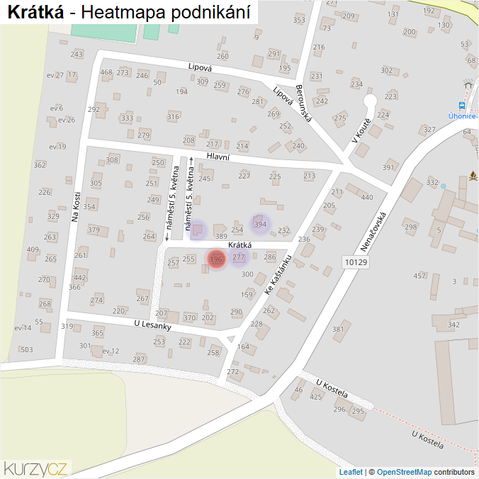 Mapa Krátká - Firmy v ulici.