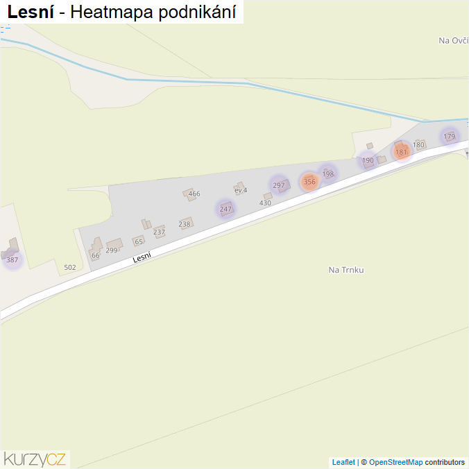 Mapa Lesní - Firmy v ulici.