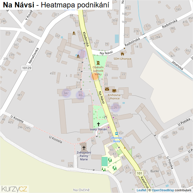 Mapa Na Návsi - Firmy v ulici.