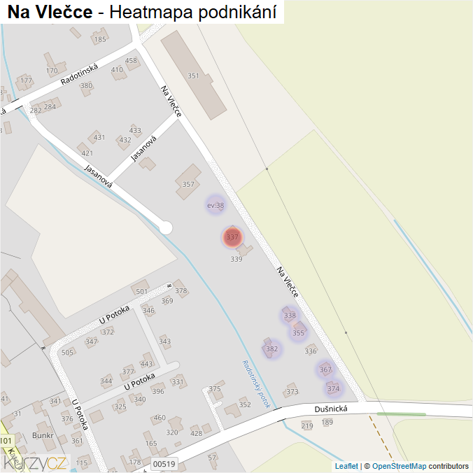 Mapa Na Vlečce - Firmy v ulici.