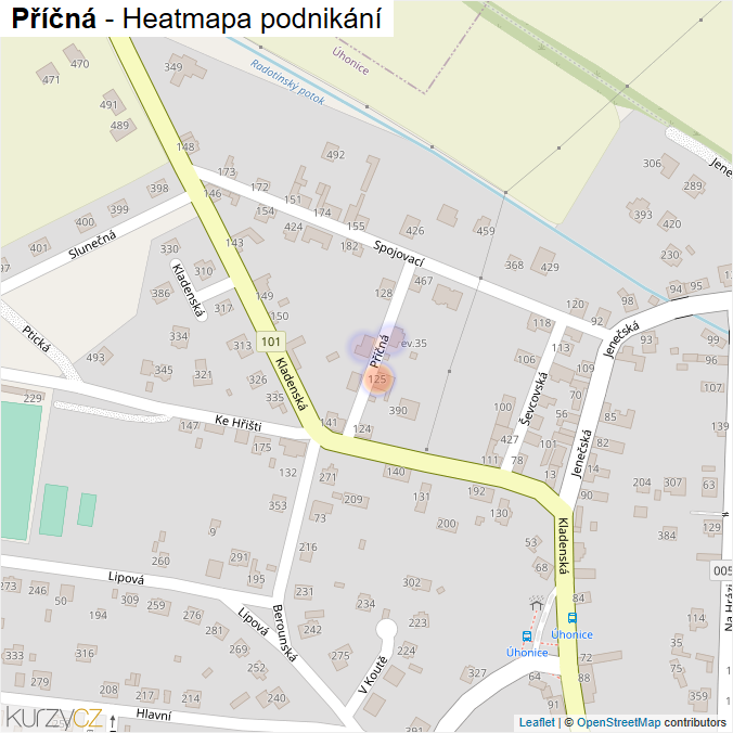 Mapa Příčná - Firmy v ulici.