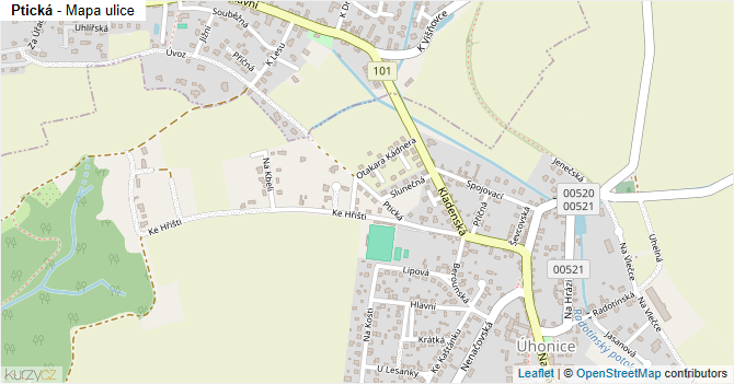 Ptická - mapa ulice