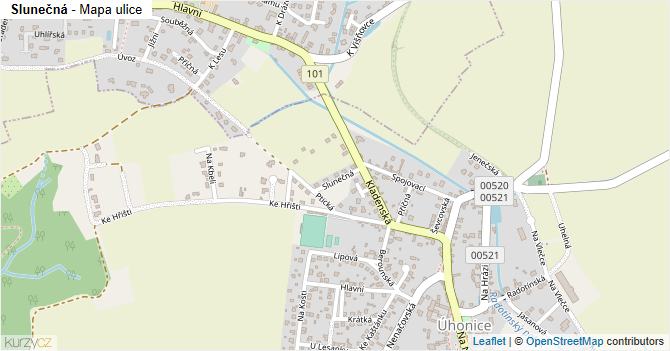 Slunečná - mapa ulice