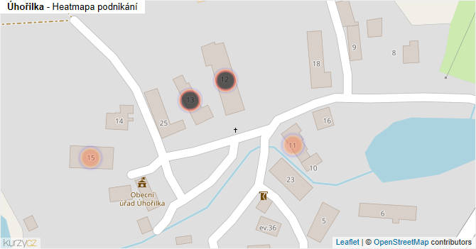 Úhořilka - mapa podnikání