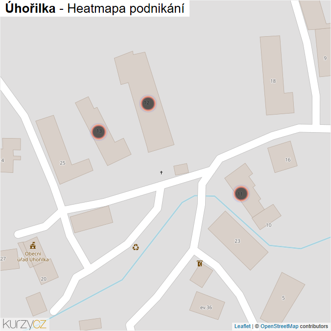 Mapa Úhořilka - Firmy v obci.