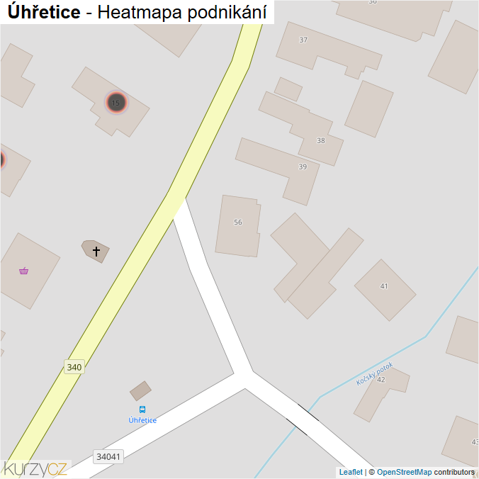 Mapa Úhřetice - Firmy v obci.