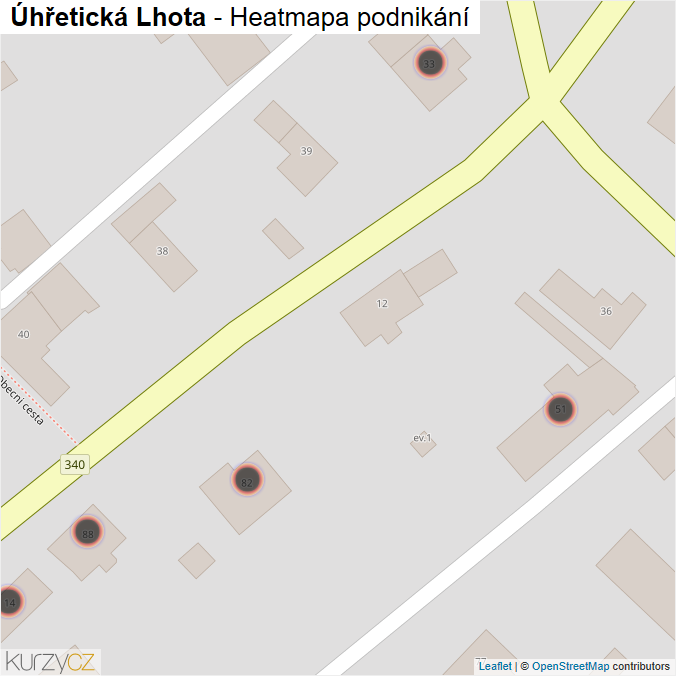 Mapa Úhřetická Lhota - Firmy v obci.