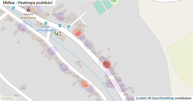 Uhřice - mapa podnikání