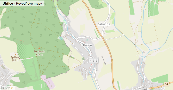 Uhřice - záplavové mapy stoleté vody
