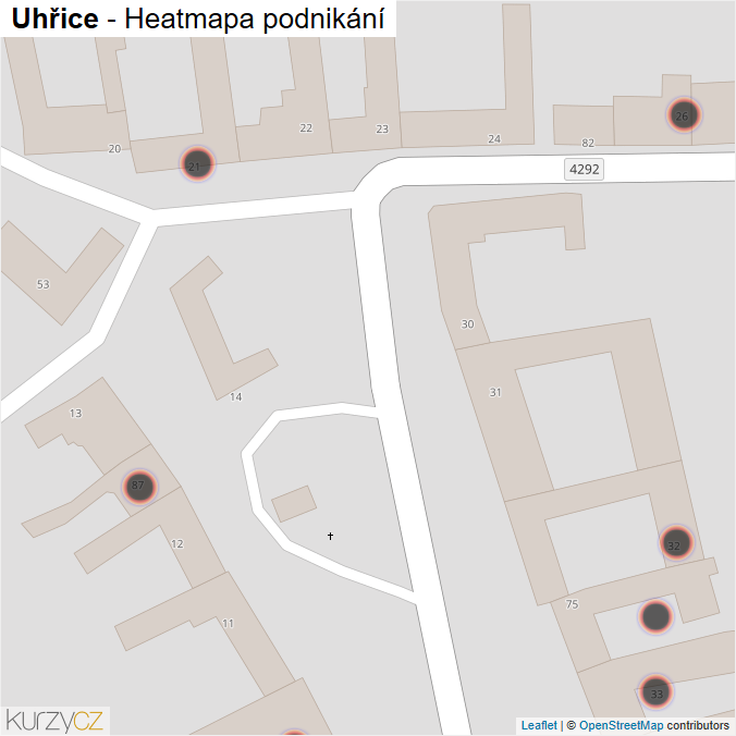 Mapa Uhřice - Firmy v obci.