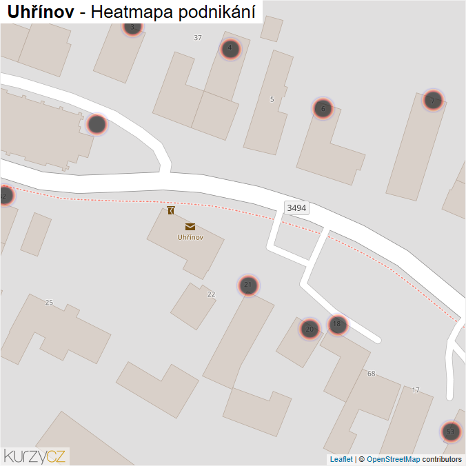 Mapa Uhřínov - Firmy v obci.