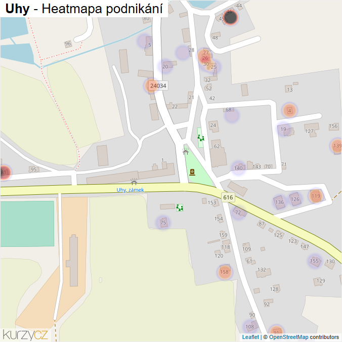 Mapa Uhy - Firmy v části obce.