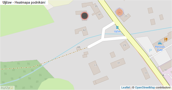 Ujčov - mapa podnikání