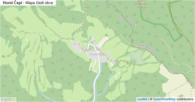 Horní Čepí - mapa části obce