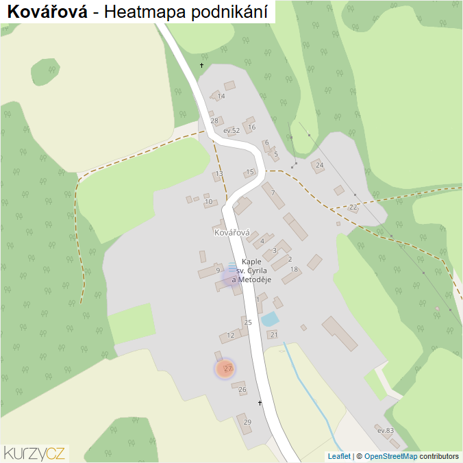 Mapa Kovářová - Firmy v části obce.