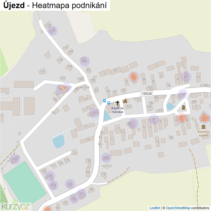 Mapa Újezd - Firmy v části obce.