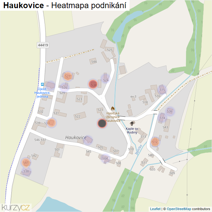 Mapa Haukovice - Firmy v části obce.