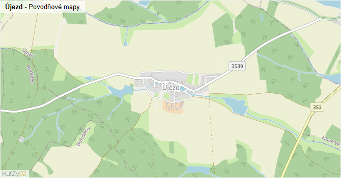 Újezd - záplavové mapy stoleté vody