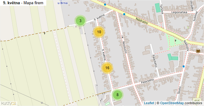 9. května - mapa firem