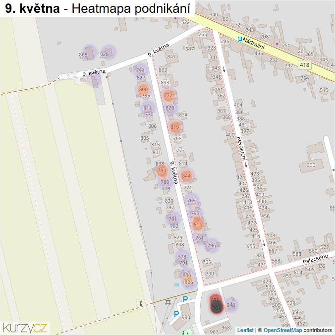 Mapa 9. května - Firmy v ulici.