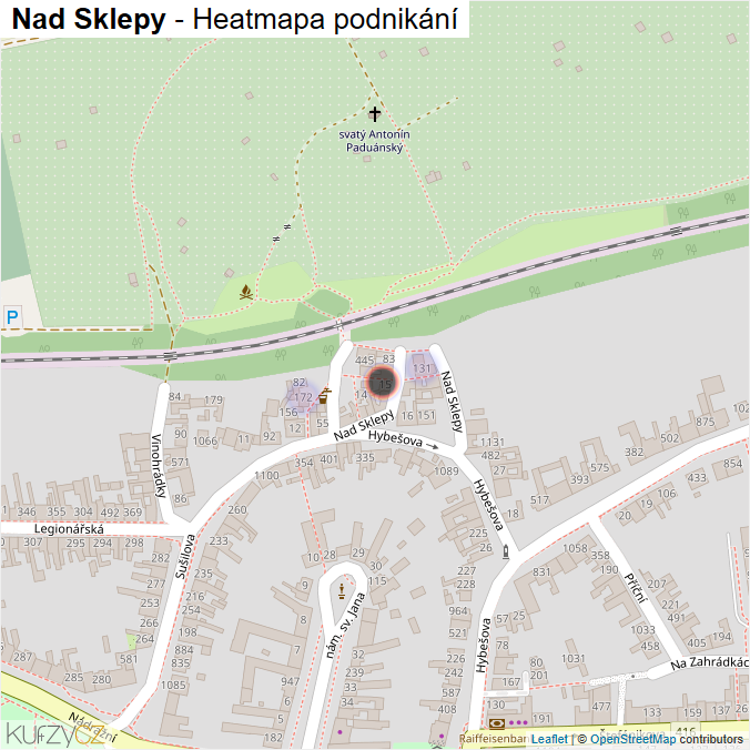 Mapa Nad Sklepy - Firmy v ulici.