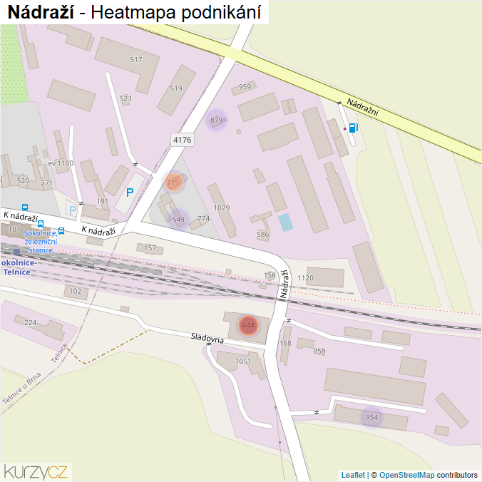 Mapa Nádraží - Firmy v ulici.