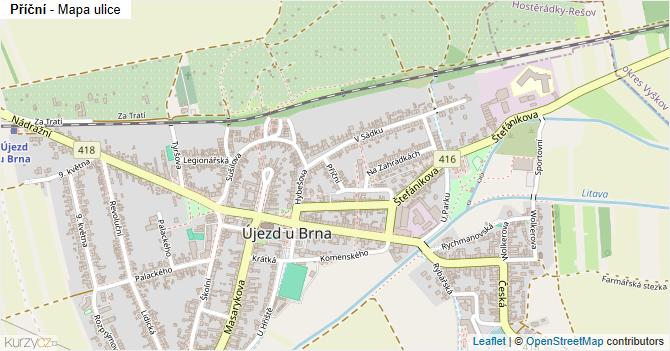 Příční - mapa ulice