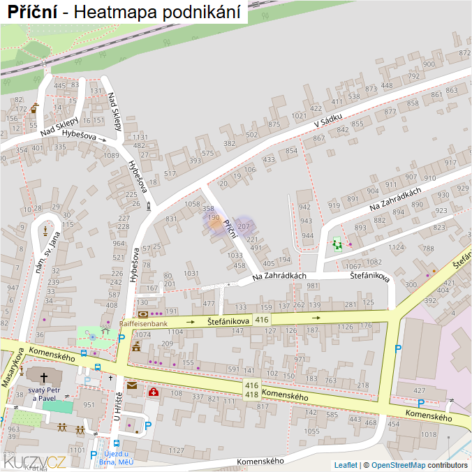 Mapa Příční - Firmy v ulici.
