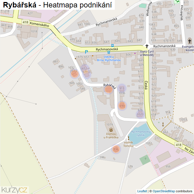 Mapa Rybářská - Firmy v ulici.