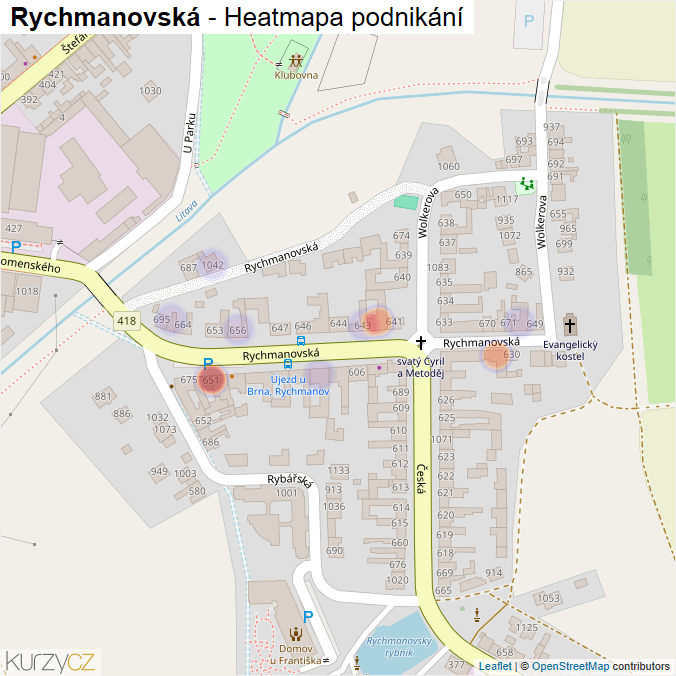 Mapa Rychmanovská - Firmy v ulici.