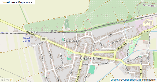 Sušilova - mapa ulice