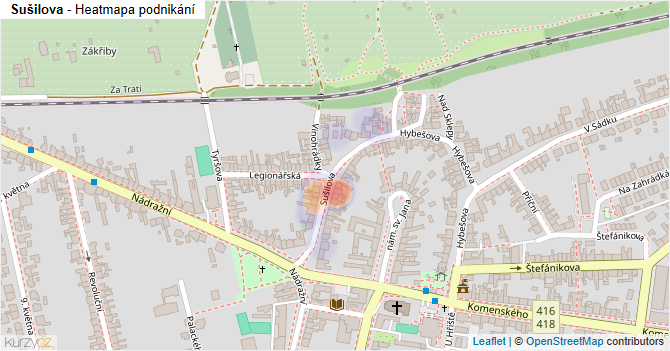 Sušilova - mapa podnikání