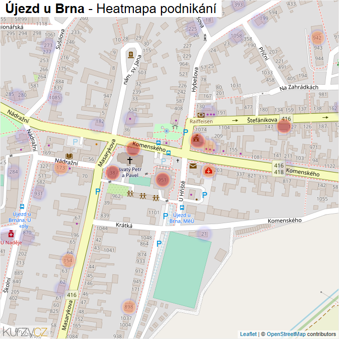 Mapa Újezd u Brna - Firmy v části obce.