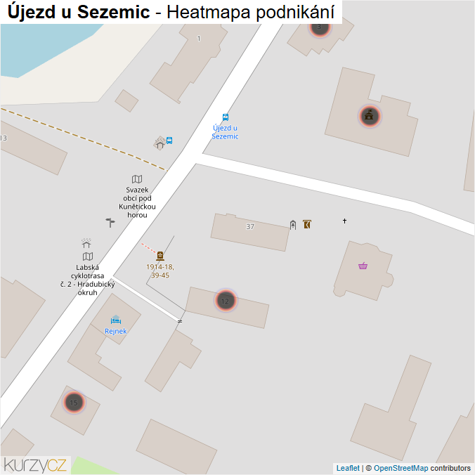 Mapa Újezd u Sezemic - Firmy v obci.