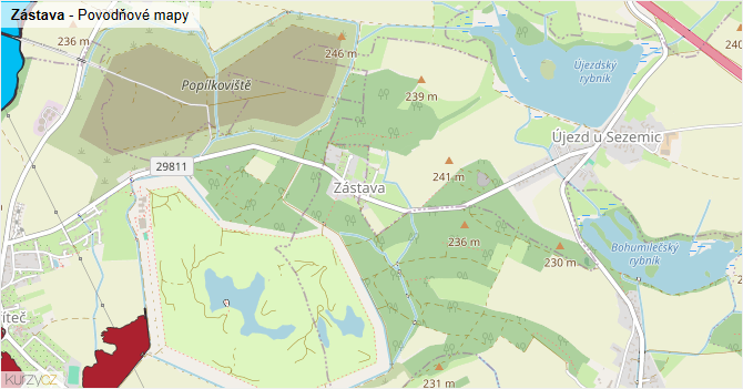 Zástava - záplavové mapy stoleté vody