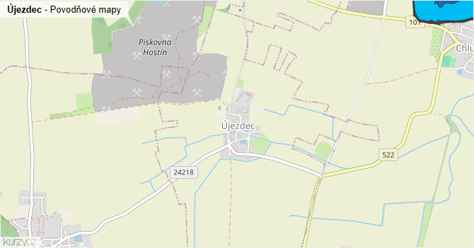 Újezdec - záplavové mapy stoleté vody